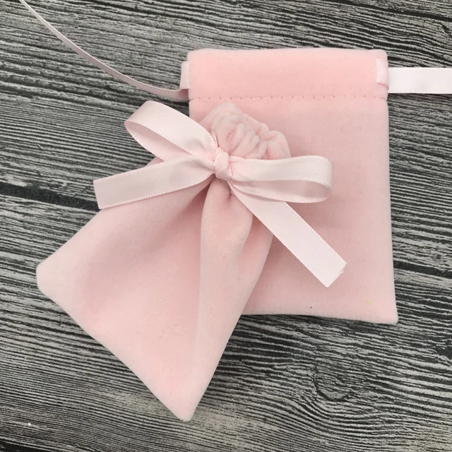 pink custom velvet jewellery packaging bag