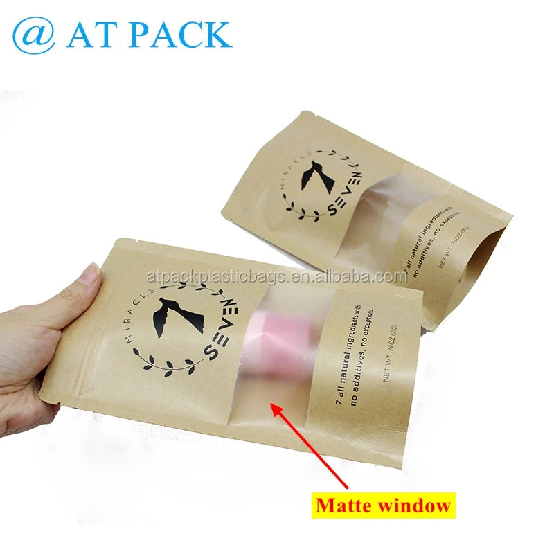 custom printed stand up pouch ziplock kraft paper