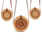 Round Rattan Bag for Women Bali Boho handmade handbag