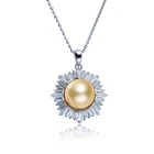 DZ04-111205 pearl pendant necklace dubai gold jewelry pearl set in real 14k white gold south sea pearl jewelry set