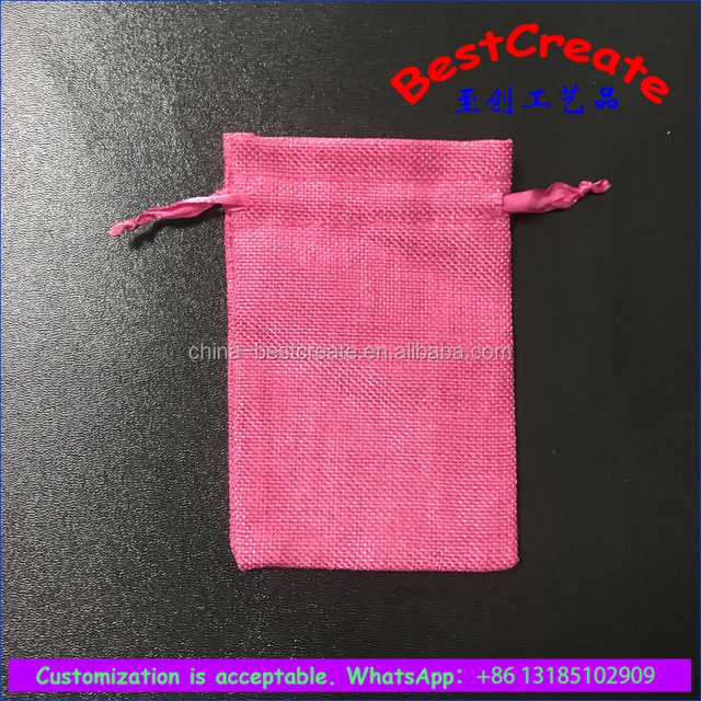 custom linen jute bags drawstring bracelet gift wrap pouch