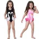 Quavey Baby Girl Swimsuit Cute Flamingos Swan One Piece Swimwear with Hat