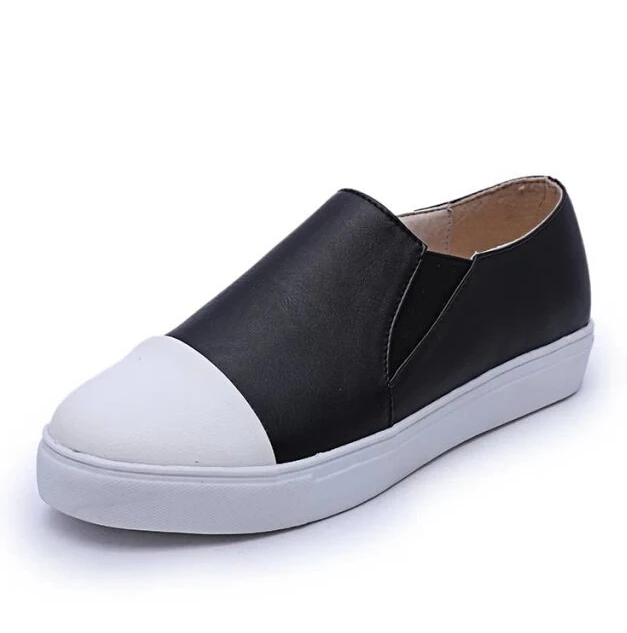 New Arrival Women Fashion Solid Color Black White 2015 Brand Spring Summer Autumn Woman Flats Sneakers Shoe Size 35-39 DX2494