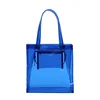 Wholesale Waterproof Hand shoulder Bag Transparent Beach Bag Portable Laser Clear PVC Shopping Bag With pocket zipper