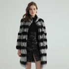 Fur Coat Black Fur Coat Fashion Black Gray Stripelong Thick Plus Size Full Real Rex Rabbit Fur Coat For Women