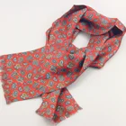 Man Fashion Red Burgundy 100% Pure Silk Paisley Floral Scarf Screen Printing