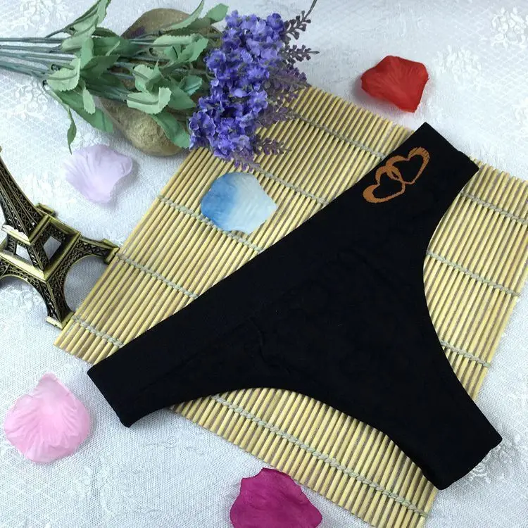 Stock Fashion heart print seamless comfortable elastic Sey Panties Underwear Women Women's Sey Thongs G-string lady Panties Brie
