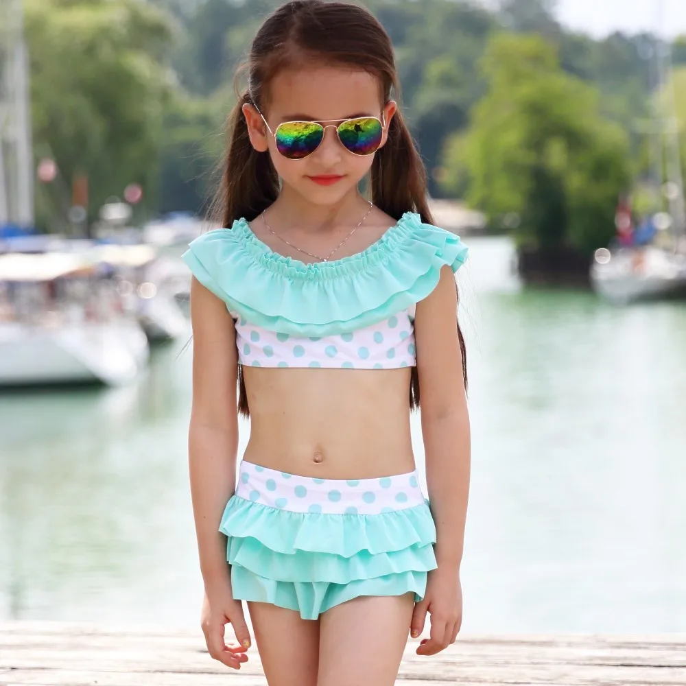 Bc1021 Neue Design Welle Punkt Kinder Bademode Mädchen Bikini Baby