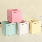 white black kraft art coated paper bag square bottom paper bags with handle