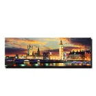 Big Ben Canvas Painting Paris Night Landscape Led Light Art Flickering On Wall Picture
