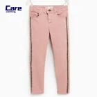 OEM factory custom soft fabric garment dye kids girls skinny jeans