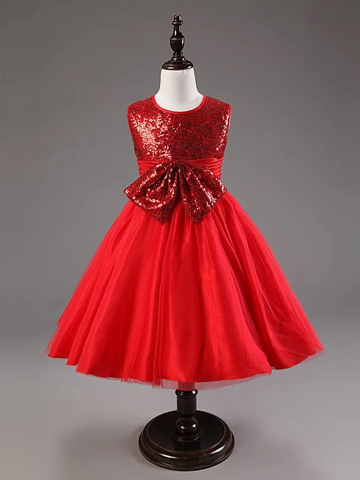 Little Baby Girls Dress Party Costume Bow Lace Sequins Flower Princess Tutu Dresses Children Clothes Kids Clothing