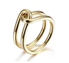 Fashion Women Knot Ring Cocktail Ring Gold Plated Stainless Steel Statement Promise Rings