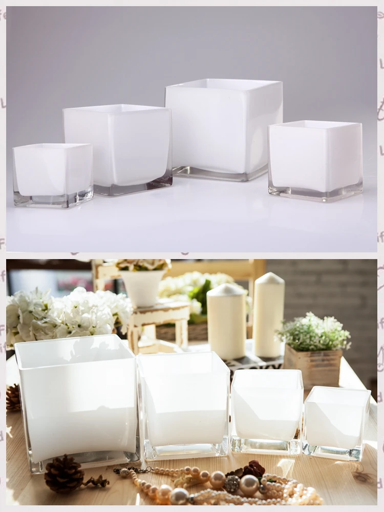 White Square Glass Flower Vases Wholesale, View Square Flower Vases