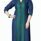Royal wolf denim dress manufacturer blue embroidered guangzhou kurti clothing jeans kurta designs