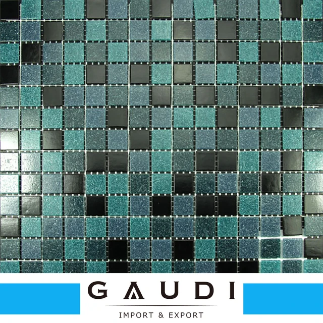 Black ice crackle glass mosaic tile