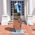 Outdoor Lawn Hotel Yard Lobby Park Decoration Large Stainless Steel Abstract Rock Geometry Sculpture