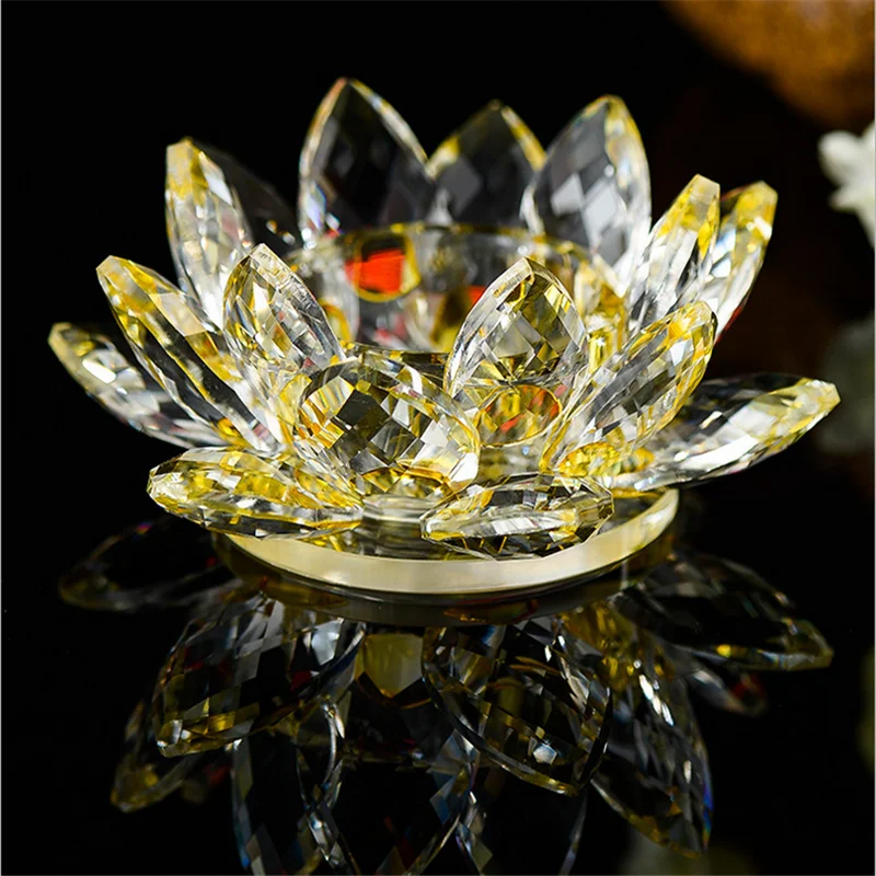 Wholesale Crystal Glass Lotus Flower Shape Candle Holder For Wedding