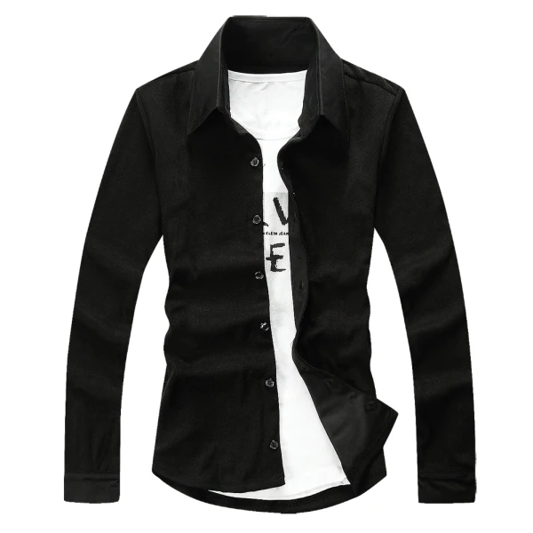 Young Man Spring Autumn Shirts Black / White Long Sleeve Clothing Size M-3XL Men Outdoor Casual Shirts Single Breasted Design