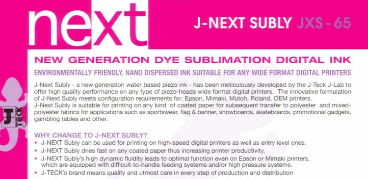 Factory discount price dye sublimation italy j-teck sublimation ink mimaki