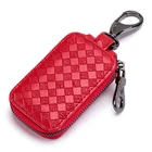 High quality supplier new genuine leather car remote key holder pouch zipper wallet