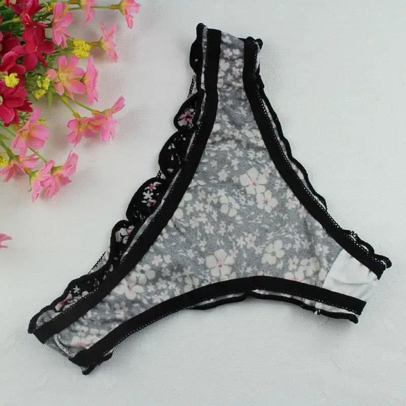 Stock New Women Floral Sey cotton Thong Underwear Girls G String Cotton Panties High Quality Intimates Seamless Briefs Summer St
