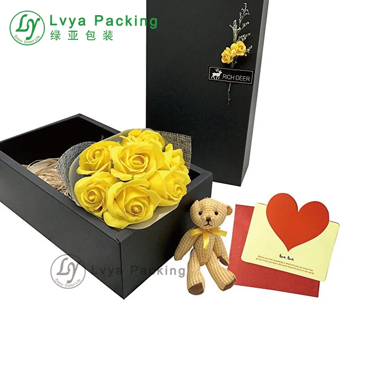luxury wholesale paper flower gift box with lid