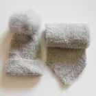 Myfur Brand Cute Baby Crochet Hats/baby beanie and Caps with Real Raccoon Fur Pompom