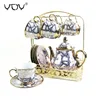 ceramic coffee cup saucer gift box gold plating flower teapot european china tea cup set