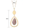 Fashion gold color long chain necklace large resin stone long chain necklace