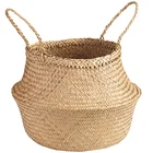 High quality natural beach woven seagrass belly laundry basket