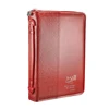 Large size red pu leather zipped bible book cover with logo foil stamping