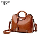 Luxury lady real leather retro tote bag fashion oil wax handbags women shoulder bag