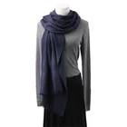High Quality Plaid Jacquard Shawls Hollow Royal Blue Wool Wrap Shawl Scarf