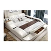 CBMMART modern luxury multifunctional bedroom furniture white double leather bed and living room sofas