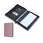 A5 Size Leather Zipper Business Portfolio Folder with Ring Binder