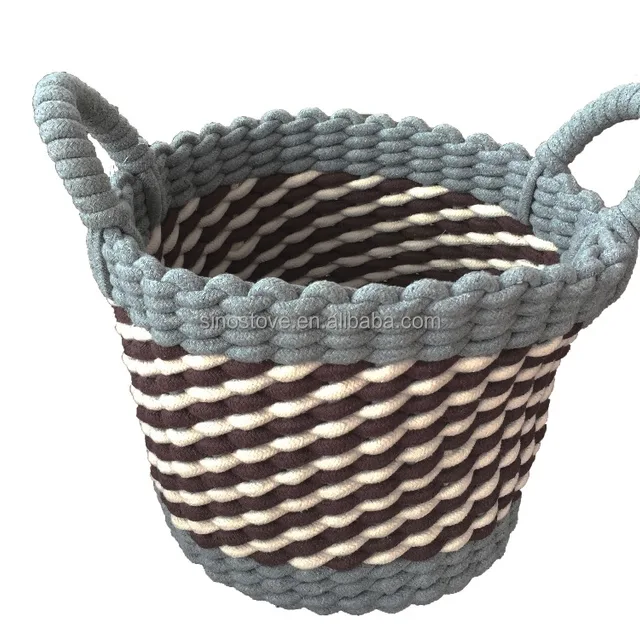 handmade colorful sewing rope / fabric storage basket