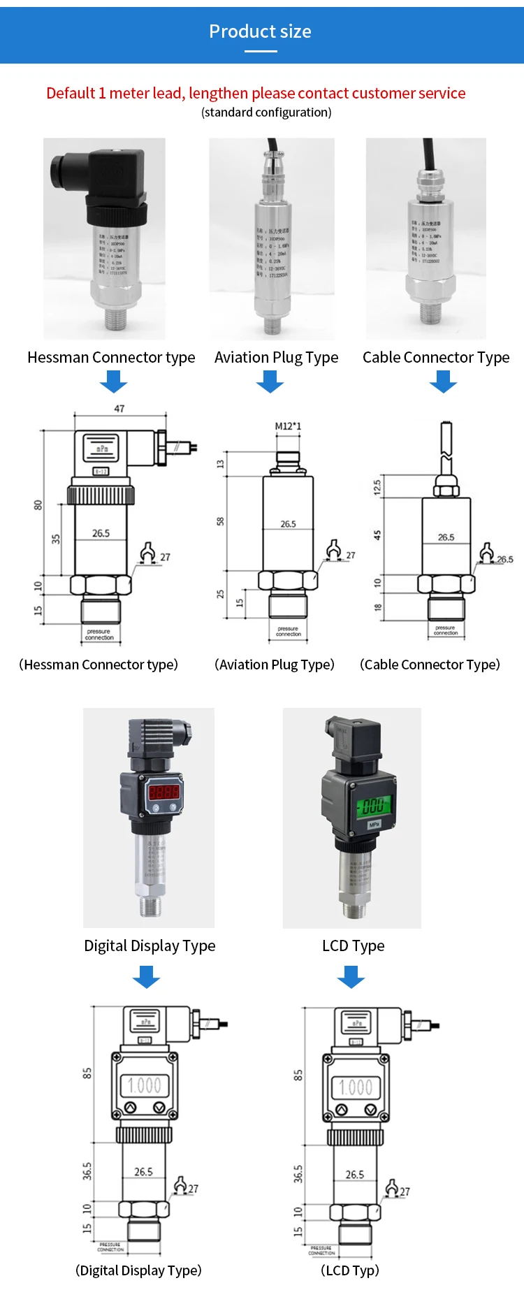 2-wire hydraulic oil pressure sensor