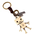 Perfect Brass Retro Robot Leather Woven Fabric Keychain Key Rings Perfect Gifts Souvenirs