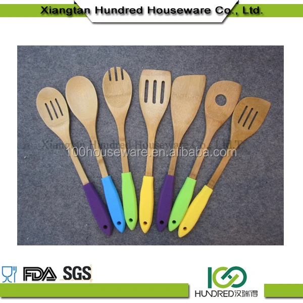 Serving And Cooking Tools Bamboo Dinner Set Kitchen Utensils 4 Bamboo Spoons And Spatula Set