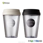 Ronya 280ML / 380ml / 500ml coffee mug black plastic juice cup with lid