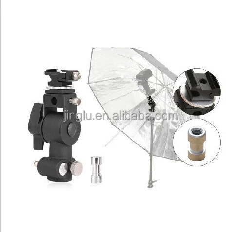 Metal Flash Hot Shoe Umbrella Holder Swivel Light Stand Bracket D Marked II