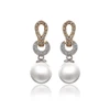 92907 hanging fancy pearl stud with pearl pendant earrings