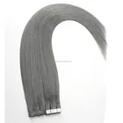 softest and smoothest grey color hair virgin brazilian indian remy human PU tape hair extension