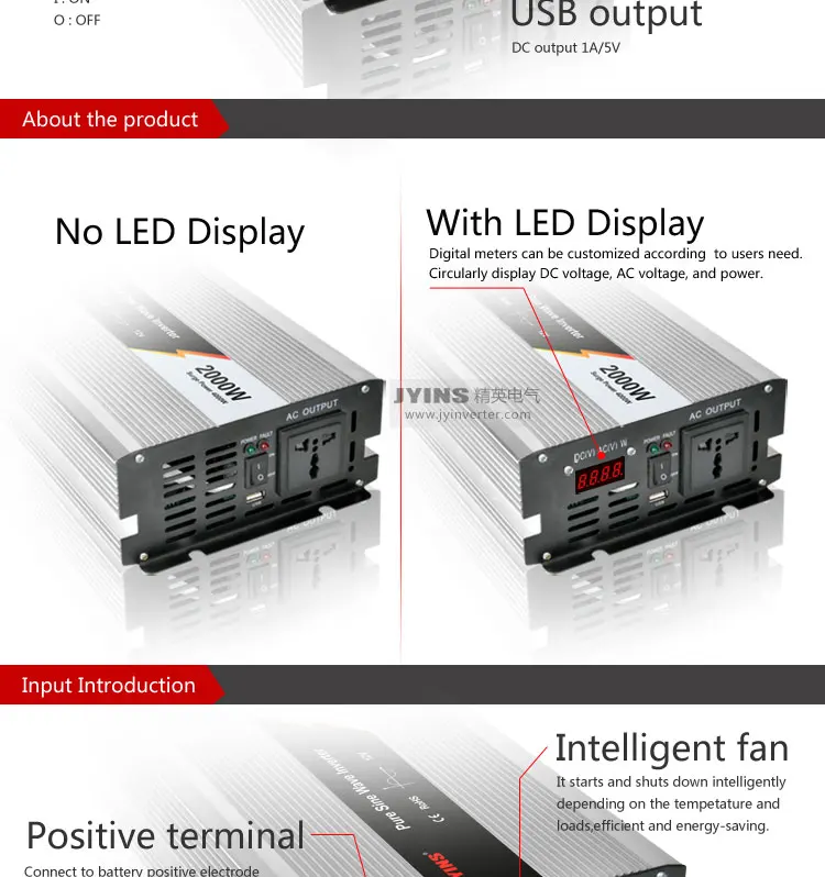 JYINS 24vdc 220vac power inverter 50/60hz