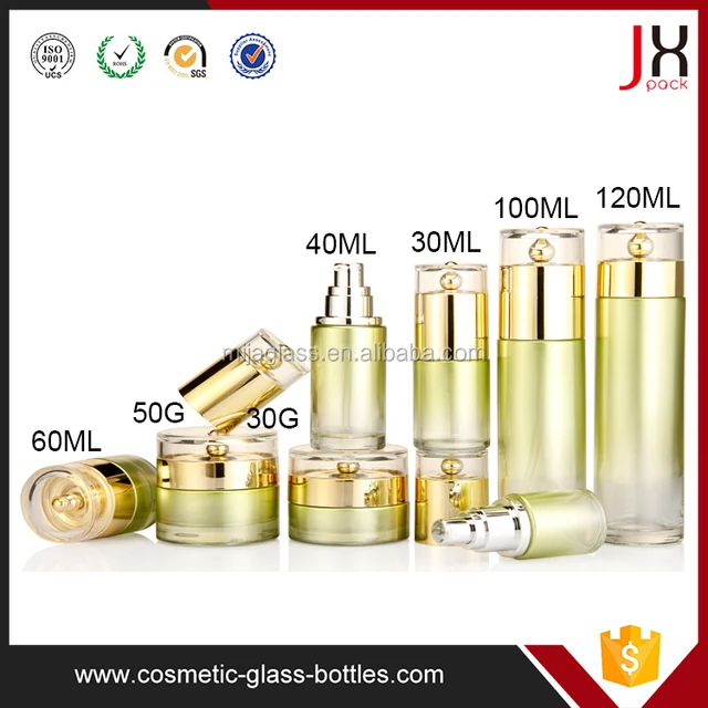 yellow cosmetic packaging cosmetic glass bottle sets skincare