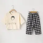2019 Clothing girls summer tide clothes suit children Korean style fashion big children plaid two-piece suit
