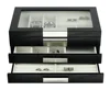 Triple Layer OAK Veneer Inlaid Wooden Jewelry Cufflink Watch Box