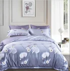 Silk smooth floral design beautiful printed 60s 100% tencel duvet cover flat sheet bedding set for adult