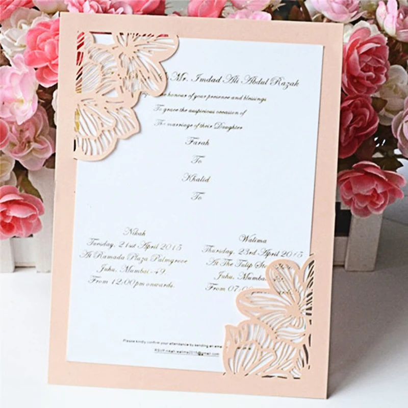 wedding favors gifts laser cut black pearl paper card wedding